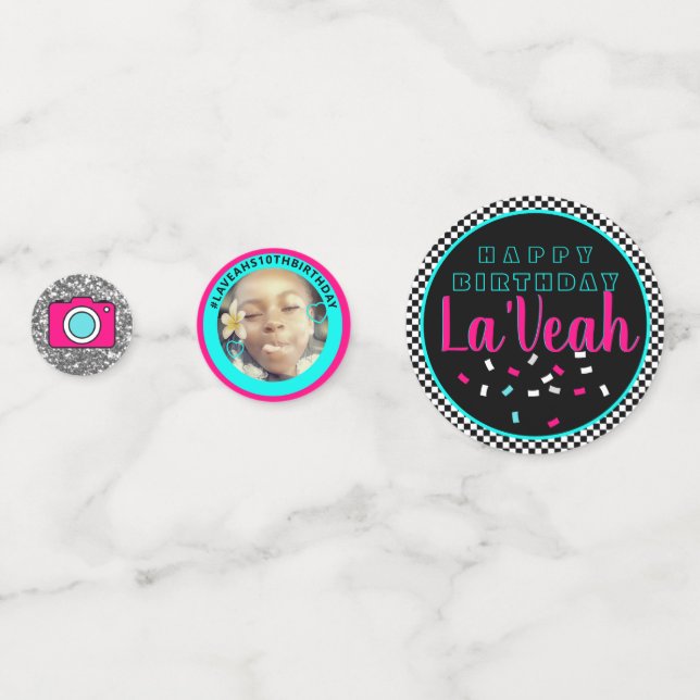 Pink|Blue Social Media Music Photo Birthday Confetti (Fronts)