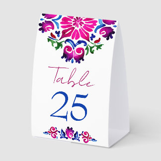 Pink blue Spanish Talavera tiles wedding