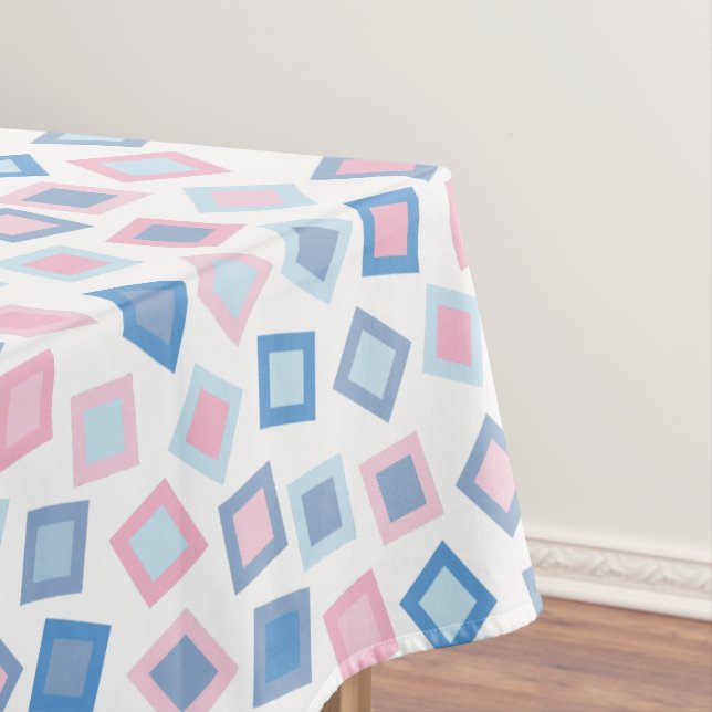 Pink Blue Squares Tablecloth (In Situ)