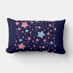 Pink + Blue Stars Lumbar Cushion
