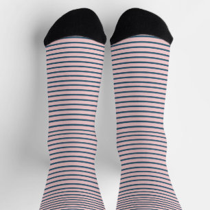 Pink & Blue Striped Retro Cool Classic Modern Socks