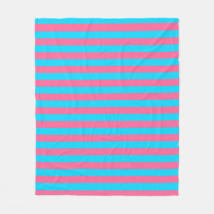 Pink Blue Stripes Pattern  Fleece Blanket