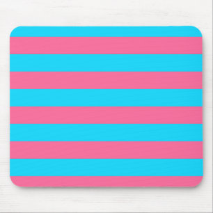 Pink Blue Stripes Pattern Mouse Pad