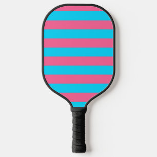 Pink Blue Stripes Pattern Pickleball Paddle