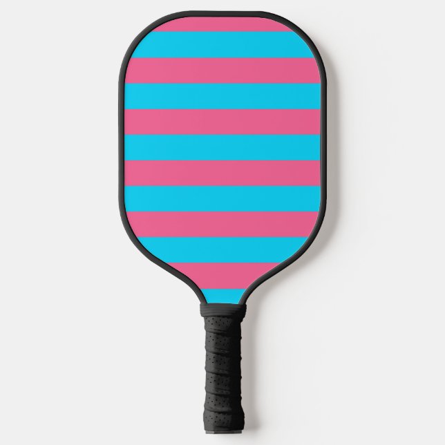 Pink Blue Stripes Pattern  Pickleball Paddle (Front)