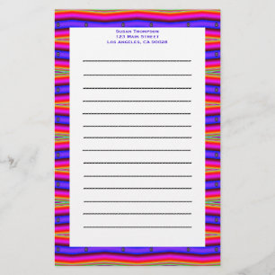 pink blue stripes stationery