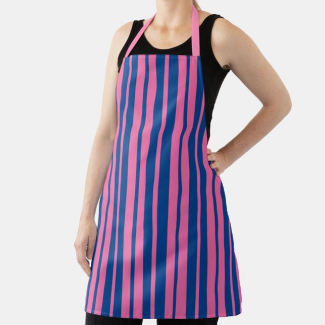 Pink Blue Stylish Stripes Pattern Design  Apron (Creator Uploaded)