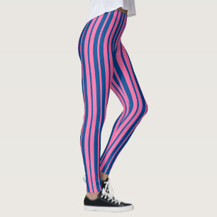 Pink Blue Stylish Stripes Pattern Design  Leggings