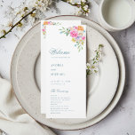 Pink Blue Summer Floral Vibrant Bloom Wedding Program<br><div class="desc">Inform your guests about wedding program with this elegant program card,  featuring bright pink and blue floral and your custom text. Easily add your own details by clicking on the "personalise" option.</div>