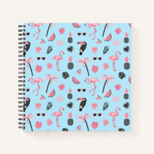 Pink & Blue Summer Tropical Pattern Notebook