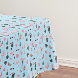Pink & Blue Summer Tropical Pattern Tablecloth