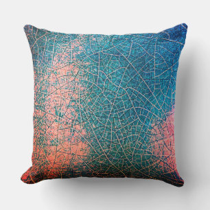Pink Blue Teal Mosaic Tile Abstract Cushion