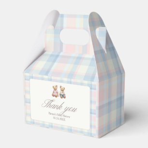 Pink Blue Teddy Bear Baby Shower Favor Box