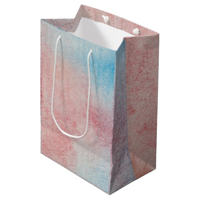 Pink blue tie dye abstract pastel medium gift bag (Front Angled)