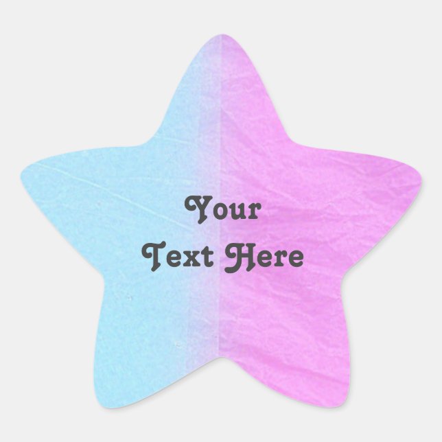 Pink & Blue Tissue Paper Star Sticker | Customise (Front)