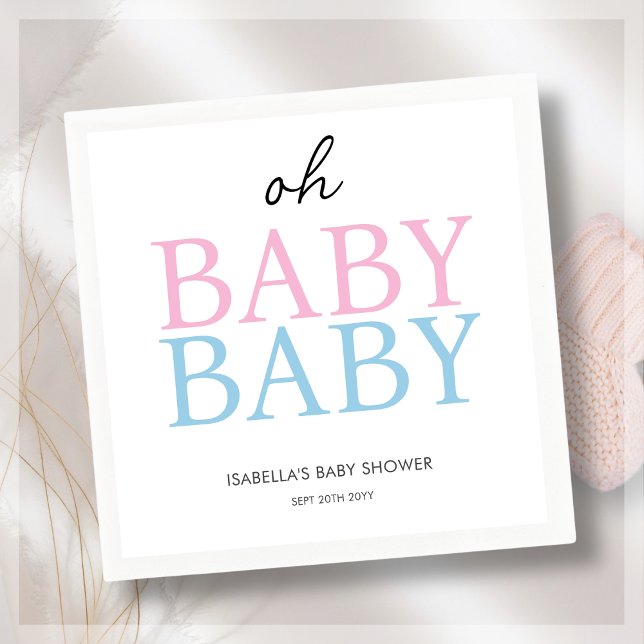 Pink & Blue Twin Baby Shower Napkin (Creator Uploaded)