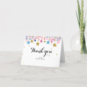 Pink Blue twinkle twinkle folded Thank You card