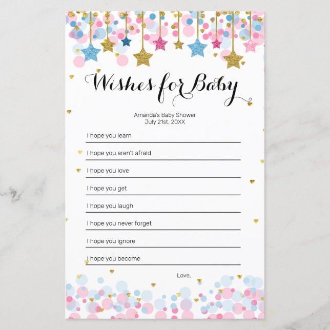 Pink Blue Twinkle Twinkle Wishes for Baby Game (Front)