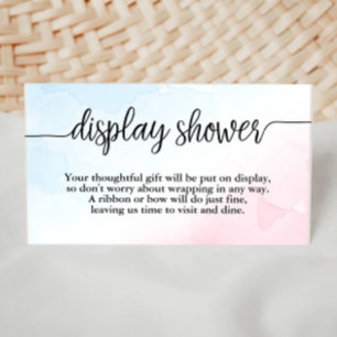 Pink & Blue Watercolor Display Shower Insert Card
