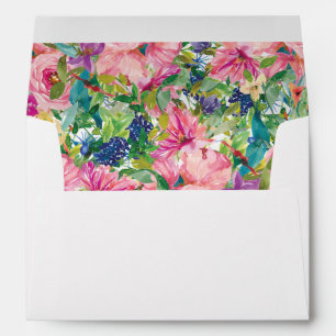 Pink Blue Watercolor Floral Envelope
