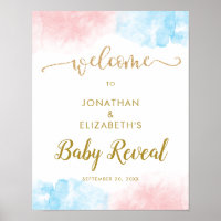 Pink Blue Watercolor Glitter Gender Reveal Welcome