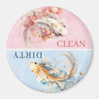 Pink Blue Watercolor Gold Koi Fish Dishwasher Magnet