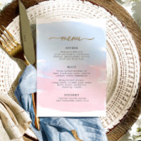 Pink Blue Watercolor Gold Menu