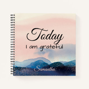 Pink & Blue Watercolor Gratitude Journal Notebook