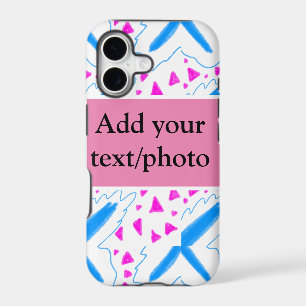 Pink blue watercolor pattern add name text custom