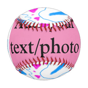 Pink blue watercolor pattern add name text custom baseball