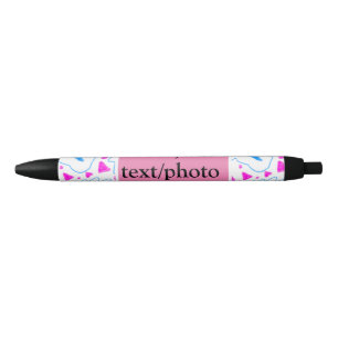 Pink blue watercolor pattern add name text custom black ink pen