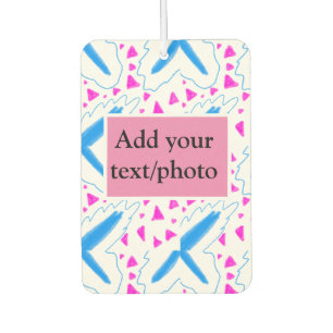 Pink blue watercolor pattern add name text custom car air freshener