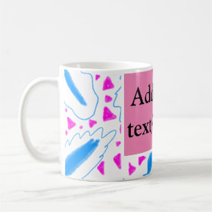 Pink blue watercolor pattern add name text custom coffee mug