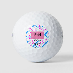 Pink blue watercolor pattern add name text custom golf balls