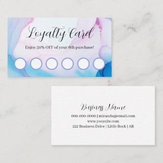 Pink & Blue Watercolor Professional Loyalty Business Card