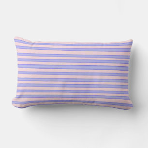 Pink blue watercolor stripes lumbar cushion