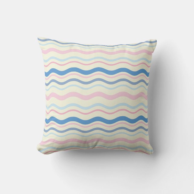 Pink Blue Waves Cushion (Front)