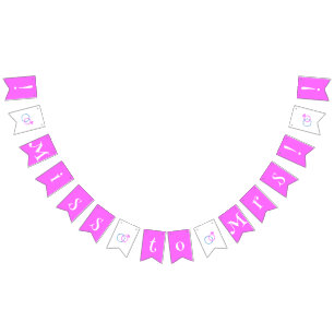 Pink & Blue Wedding Rings Miss to Mrs Bachelorette Bunting