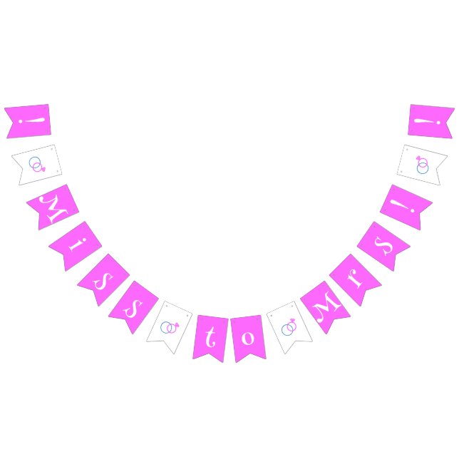 Pink & Blue Wedding Rings Miss to Mrs Bachelorette Bunting (All)
