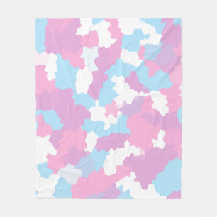 Pink Blue White Camo Abstract Fleece Blanket