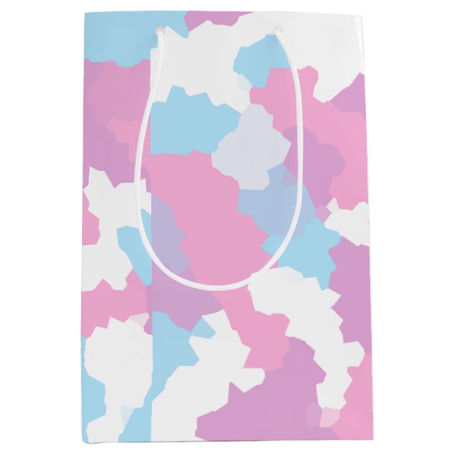 Pink Blue White Camo Abstract Medium Gift Bag (Front)
