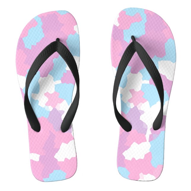Pink Blue White Camo Abstract Thongs (Footbed)