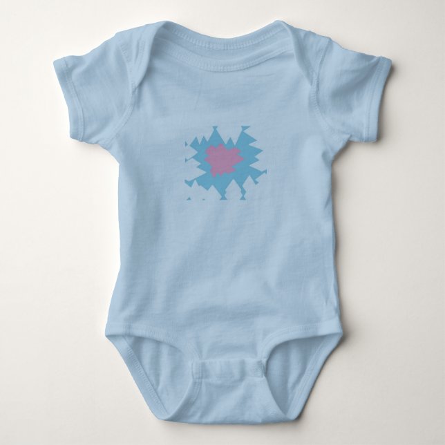 pink blue white patterned flash design baby bodysuit (Front)