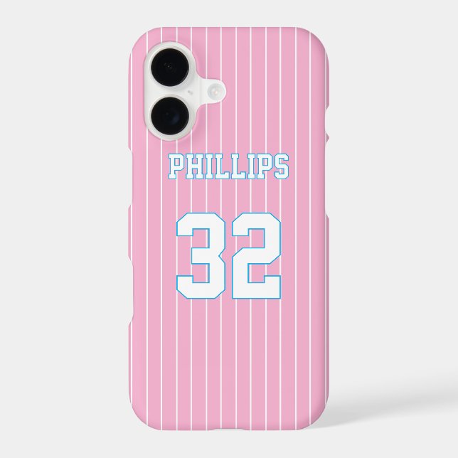 Pink Blue White Softball Jersey Name Number (Back)