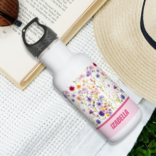 Pink Blue Wild Flowers Design For Woman and Girls 532 Ml Water Bottle