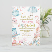 Pink Blue Wildflower Alice Onederland 1st Birthday