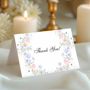 Pink & Blue Wildflower Gender Reveal Thank You Card