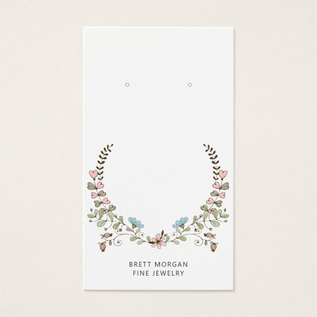 Pink Blue Wildflower Laurel Earring Display Cards (Front)