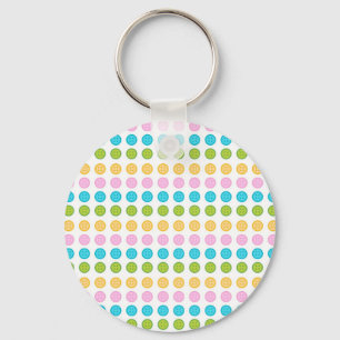 Pink blue yellow button pattern accessories trendy key ring