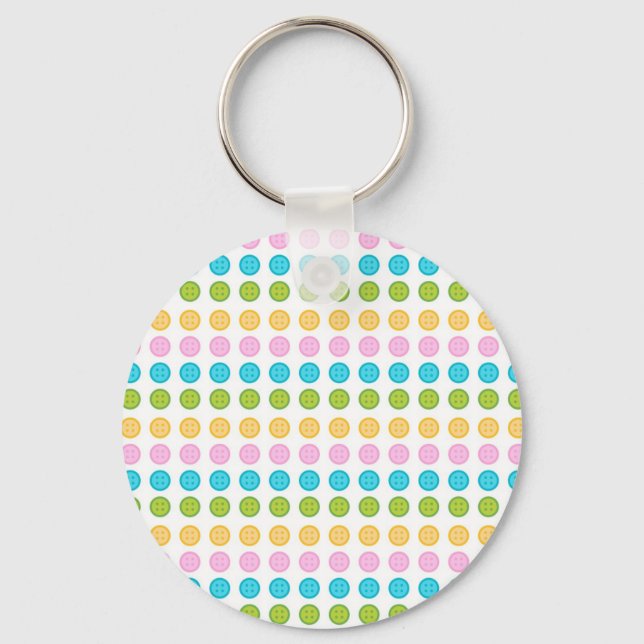 Pink blue yellow button pattern accessories trendy key ring (Front)